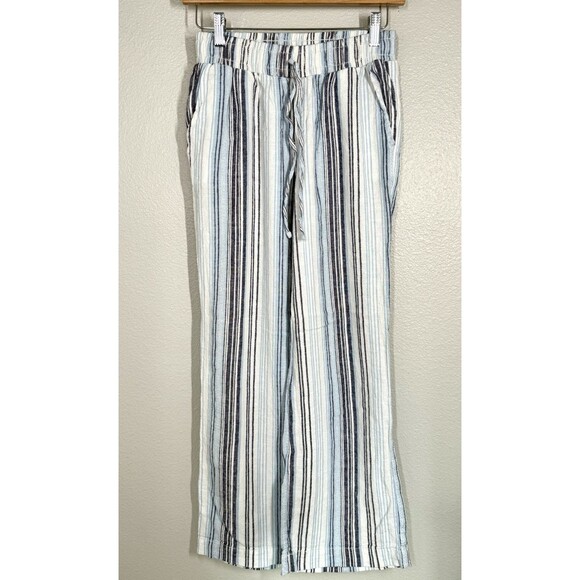 Briggs Ladies' Linen Blend Pull‎ On Wide Leg Striped Pants Size XS Coastal Beach - Picture 5 of 14